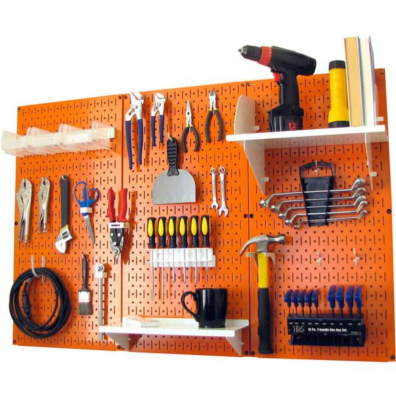 Pegboard Standard Tool Storage Kit, Orange & White - 48 x 32 x 9 in.