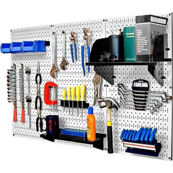 Pegboard Standard Tool Storage Kit, White & Black - 48 x 32 x 9 in.