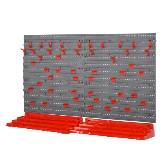 Pegboard Tool Organizer 54 Piece Set - Wall Mounted Garage Storage System - DIY Workshop Shelves - Heavy Duty Tool Holders for Screwdrivers, Hammers & More Grey + Plastic