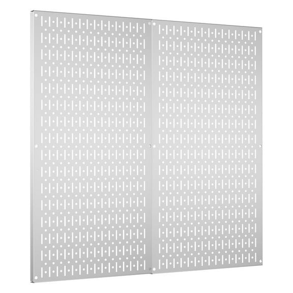 Pegboard Wall Organizer 2 PCS 32" x 16" Silvery Peg Board Metal Pegboard Panels for Garage Tool Storage