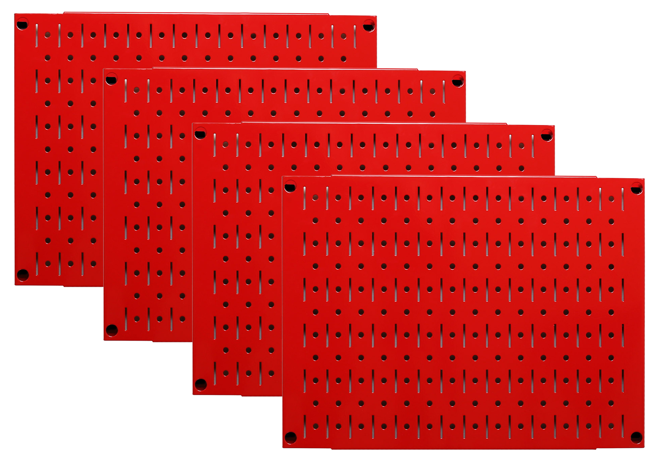 Pegboard Wall Organizer Tiles - Wall Control Modular Metal Pegboard Tiling Set - Four 12-Inch Tall x 16-Inch Wide Red Peg Board Panel Wall Storage Tiles - Easy to Install (Red) - image 1 of 10