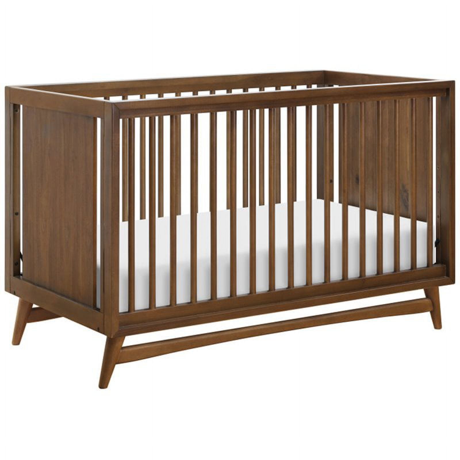 Natural Walnut Mid-Century Modern 3-in-1 Convertible Crib