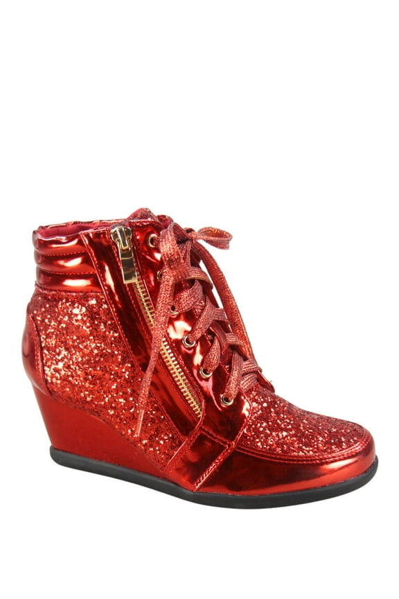 Women's Shoes Glitter Metallic Wedges Red Size 6