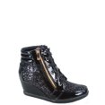 thumbnail image 1 of Peggy-44 Women's Glitter Metallic Lace Up Low Top Low Wedge Fashion Sneaker Shoes, 1 of 2