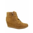 thumbnail image 1 of Peggy-53 Women's High Top Fashion Round Toe Lace Up Wedge Sneaker Shoes ( Tan, 6.5 ), 1 of 3