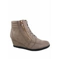 thumbnail image 1 of Peggy-53 Women's High Top Fashion Round Toe Lace Up Wedge Sneaker Shoes ( Taupe, 6 ), 1 of 3