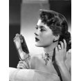 thumbnail image 1 of Peggy Castle Holding Face Mirror in Black and White Portrait Photo Print (8 x 10), 1 of 1