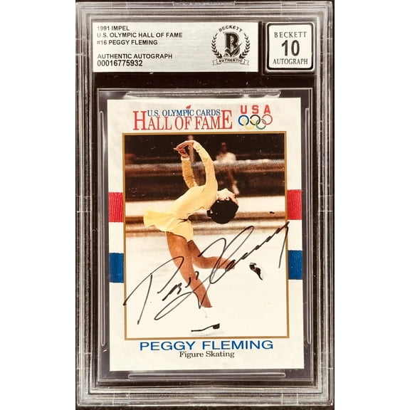 Peggy Fleming signed 1991 US Olympic Hall of Fame ice skating card BAS certified grade 10