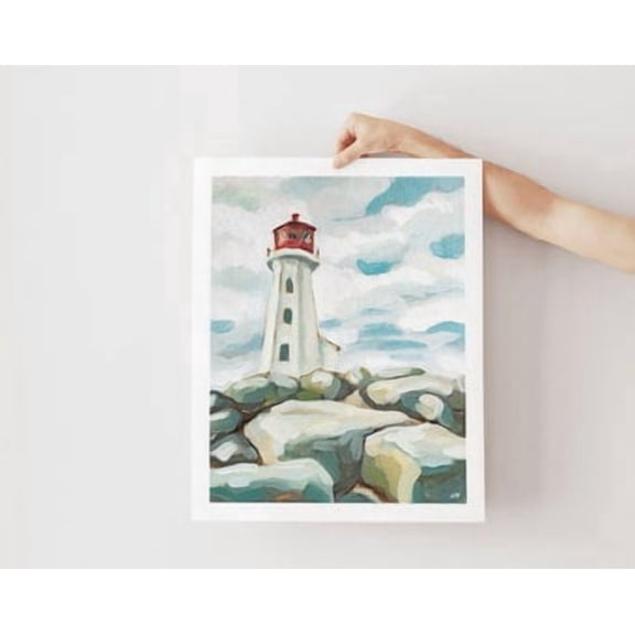 Peggy'S Point Lighthouse Poster Coastal Seascape Nautical Artwork , Poster Print Only