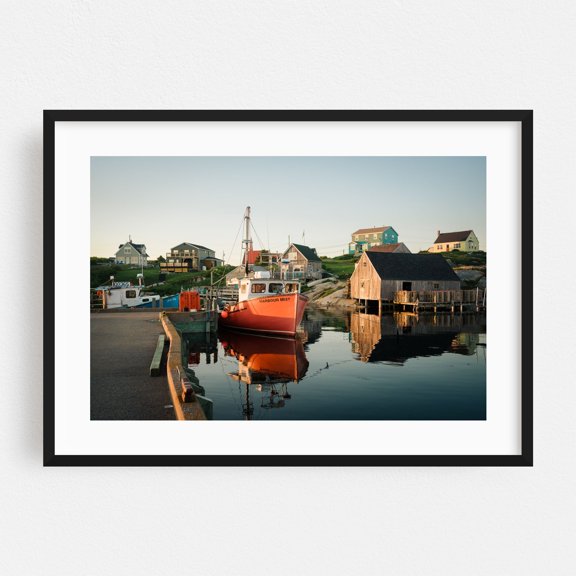 Peggy's Cove Harbor - Peggys Cove Nova Scotia Canada Photography Black Framed Wall Art Print 24 x 36 inches