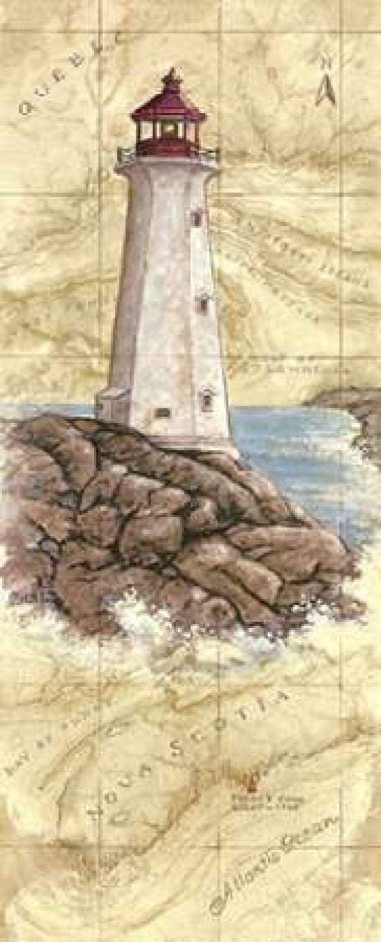 Peggys Cove Light Canvas Art - Janet Kruskamp (24 x 48)