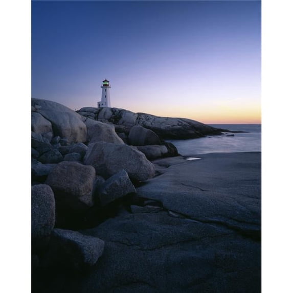 Peggys Cove Lighthouse in The Evening Along The Rocky Coast of Nova Scotia Canada Poster Print 15 x 12