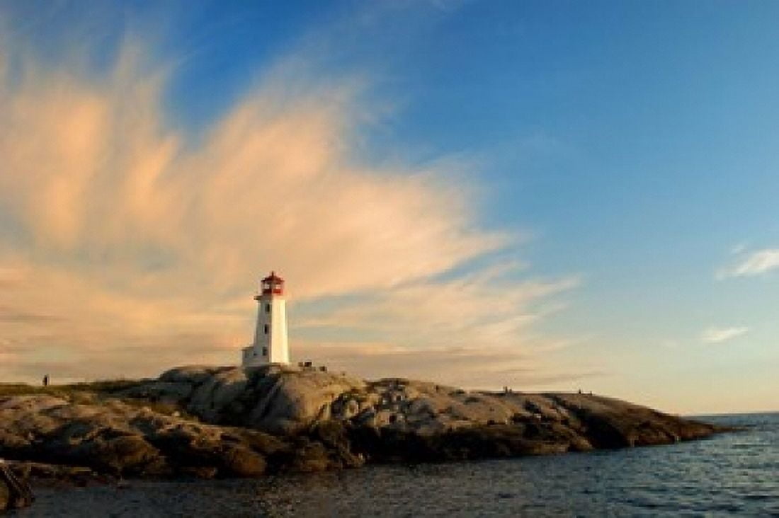 Peggys Point Lighthouse at Sunset Canvas Art - Keith & Rebecca Snell DanitaDelimont (36 x 24)