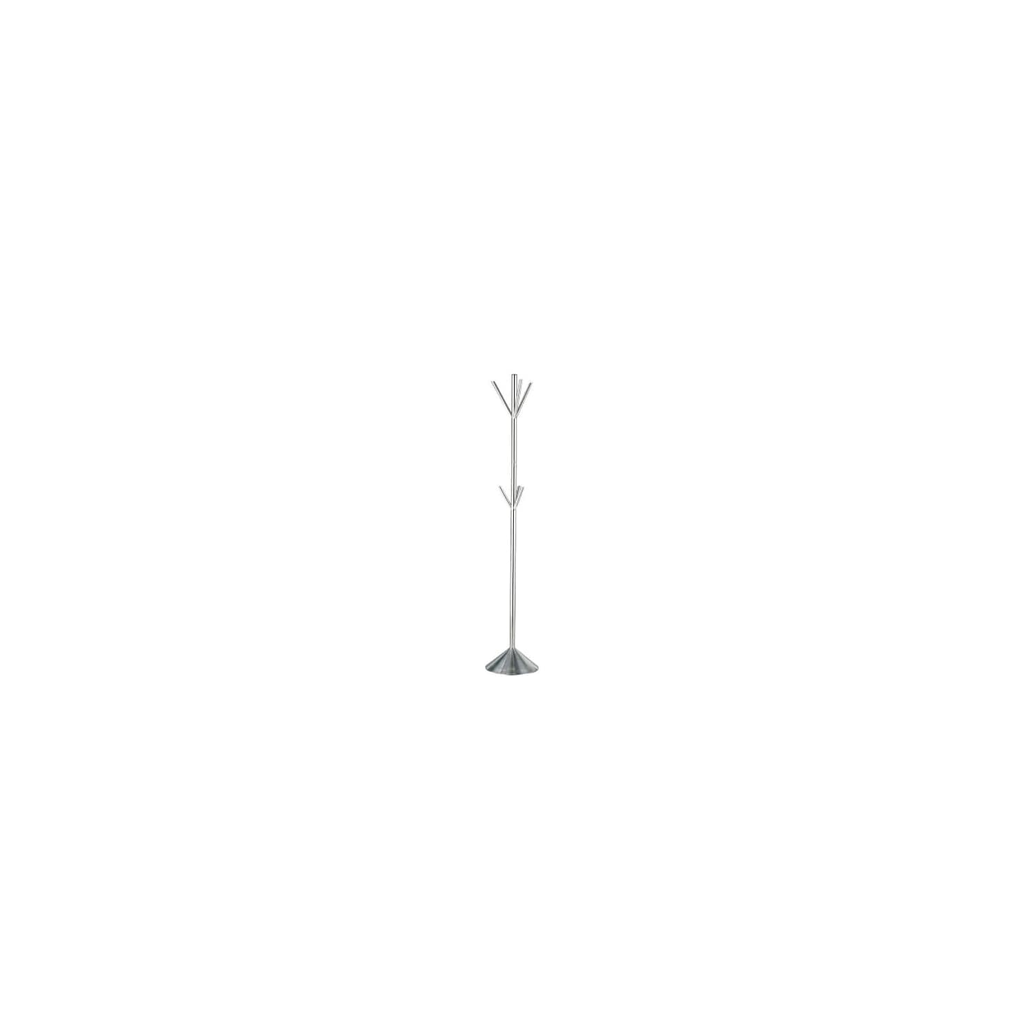 Satin Steel Contemporary 68" Coat Rack with Six Pegs