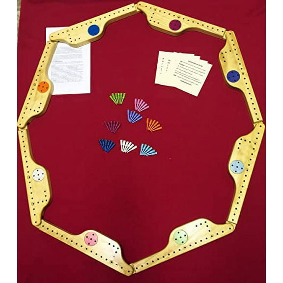 Pegs and Jokers Board Game 8 Player Handcrafted in the USA, of Select Pine Wood