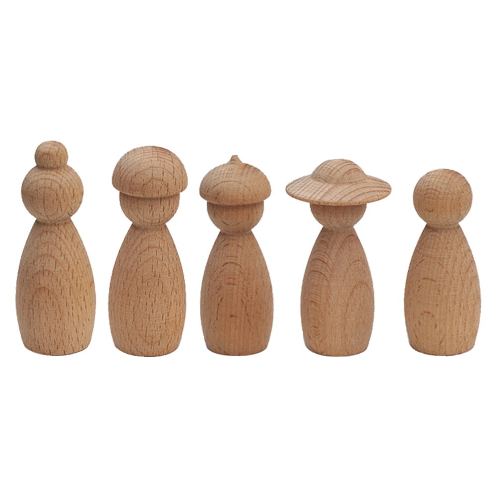 Pegwooden People Wood Dolls Figures Toys Kids Unpainted Figurines ...