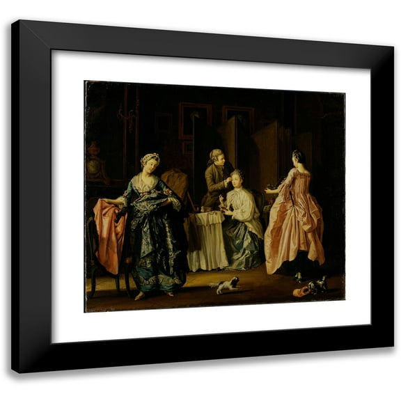 Pehr Hilleström 13x12 Black Modern Framed Museum Art Print Titled - The Morning Toilet. Boudoir Scene