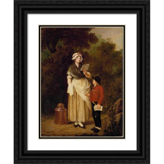 Pehr Hilleström 19x24 Black Ornate Framed Double Matted Museum Art Print Titled: Maid Buying a Love-Ditty (1796)