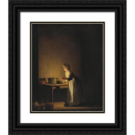 Pehr Hilleström 20x24 Black Ornate Framed Double Matted Museum Art Print Titled: Kitchen Scene