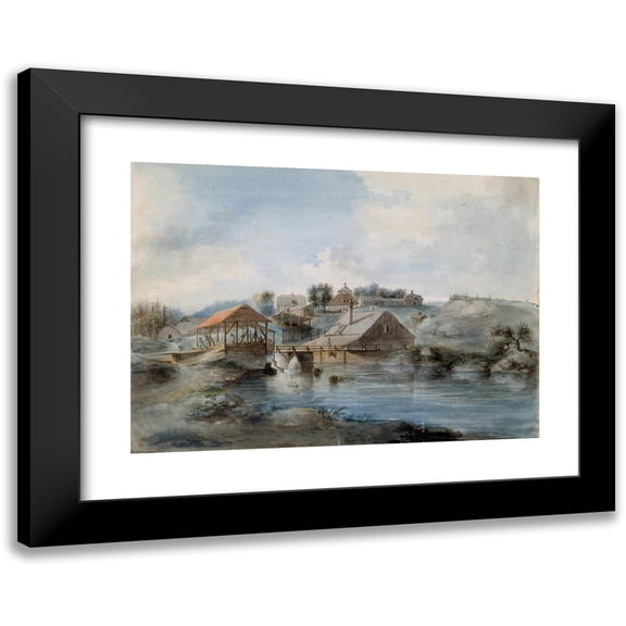 Pehr Nordquist 14x11 Black Modern Framed Museum Art Print Titled - View from the Bernshammar Sawmill (1793)