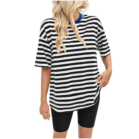 PeiLuo Women's Oversized Summer T-Shirts: Short Sleeve, Loose Fit, Casual Crewneck Plain Tunic Tops