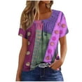 thumbnail image 1 of PeiLuo Women's Summer Tops: Dressy Casual Short Sleeve Button V Neck T-Shirts, Trendy Cute Tees with Floral Boho Tunic Blouses, 1 of 5