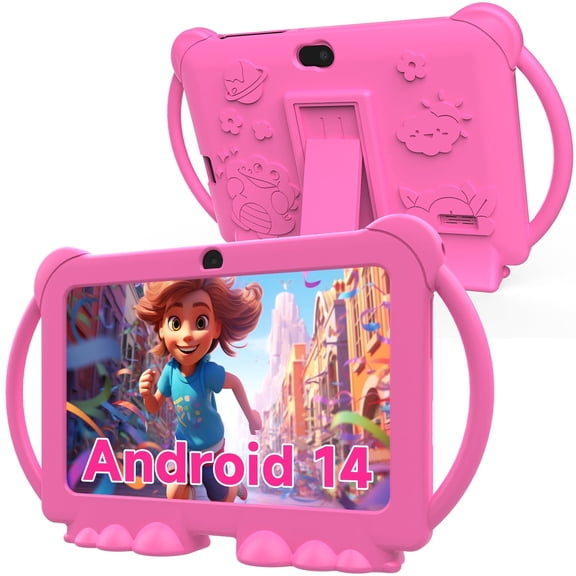 Peicheng 7Inch Android Tablet for Kids, 1024*600 IPS, 4GB RAM+32GB ROM, Wi-Fi, Pink
