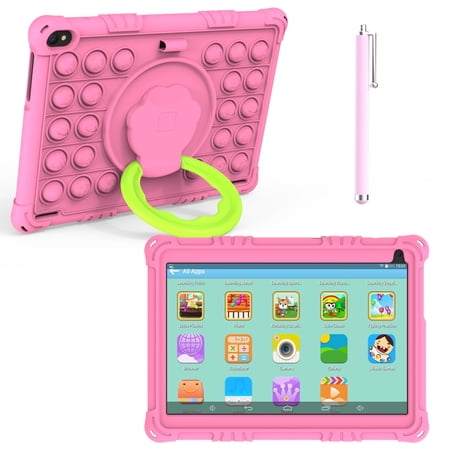Peicheng Tablet for Kids, 10" Android 15 Kids Tablet with EVA Case, Parental Control Pre-Installed Education Apps, 6(2+4)GB RAM 32GB Storage 6000mAh WiFi 6, Front 2MP+Back 8MP Dual Cameras - Pink