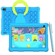 Peicheng Tablet for Kids, 10 Android 15 Kids Tablet with EVA Case, Parental Control Pre-Installed Education Apps, 62+4GB RAM 32GB Storage 6000mAh WiFi 6, Front 2MP+Back 8MP Dual Cameras - Blue
