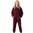 thumbnail image 1 of Peichun Boys Girls Warm Flannel Hooded Rompers Kids Solid Color Long Sleeve Full Zipper Onesie Jumpsuits Autumn Winter Loose Casual Warm Cozy One-Piece Loungewear with Pockets 1-12 Years, 1 of 8
