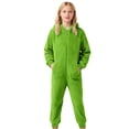 thumbnail image 1 of Peichun Boys Girls Warm Flannel Hooded Rompers Kids Solid Color Long Sleeve Full Zipper Onesie Jumpsuits Autumn Winter Loose Casual Warm Cozy One-Piece Loungewear with Pockets 1-12 Years, 1 of 8