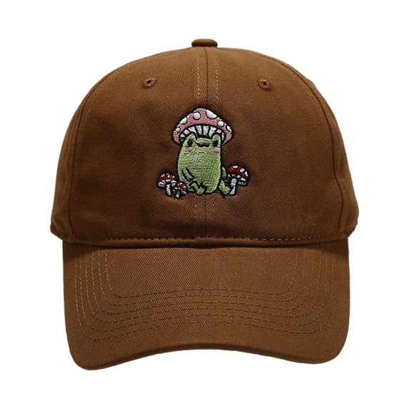 Peichun Mushroom Embroidered Hats for Unisex Casual Cute Soft Top Adjustable Visor Baseball Cap for Outdoor Sports and Daily Wear Men Women Workout Peaked Cap Brown One Size