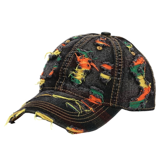 Peichun Retro Ripped Distressed Denim Hats for Men Women Casual Style Distressed Brim Baseball Caps with Curved Visor Unisex Adjustable Comfort Soft Top Sun Hats Navy1 One Size