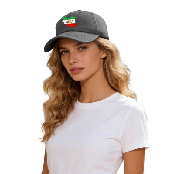 Peichun Retro Washed Persian Flag Sun Hats for Unisex Fashion Printed Adjustable Brim Baseball Caps for Sports and Casual Wear Summer Outdoor Sun Visor Hat Black One Size