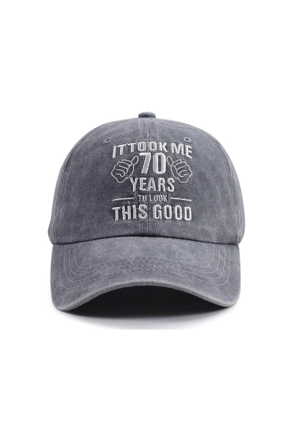 It Took Me 30/40/50/60/70 Years to Look This Good Hats for Women Men Funny Retro Washing for Old Adjustable Embroidery 30/40/50/60/70th Birthday Baseball Caps 1-Grey One Size