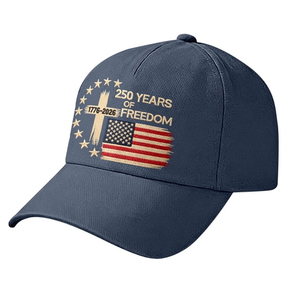 Peichun US 250 Years Freedoms 1776-2026 250th Birthday Printed Hats for Unisex American Flag Graphic Curved Brim Summer Baseball Caps 250th Anniversary Gift Navy One Size