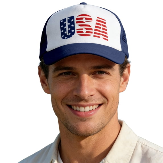 Peichun USA Flag and Letter Print Baseball Caps for Women Men Summer Lightweight Breathable Sun Hats for Outdoor Sports and Daily Casual Wear Independence Day Accessories 2-Navy One Size