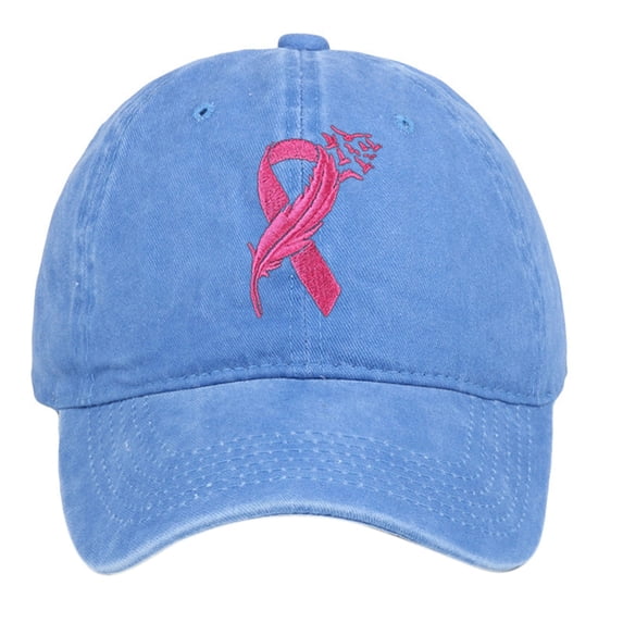 Peichun Unisex Cancer Awareness Hats Survivor Gifts for Woman Cancer Prevention Month Theme Embroidered Comfy Soft Top Retro Washed Baseball Caps 1-Blue One Size