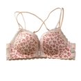 Peichun Women's Cheetah Print Lace Jelly Bras Front Closure Cross ...