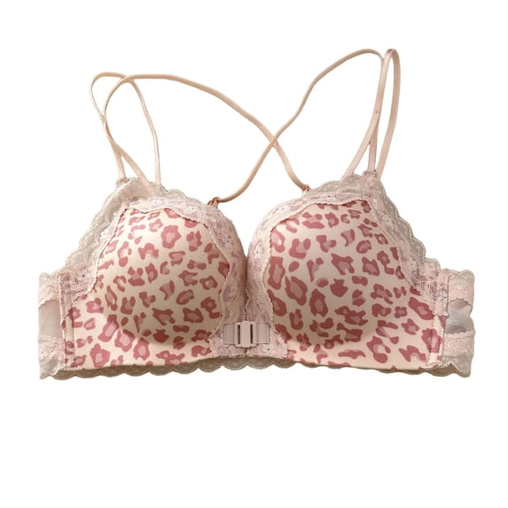 Leopard Ba Peichun Women's Cheetah Print Lace Jelly Bras Front Closure Cross ...