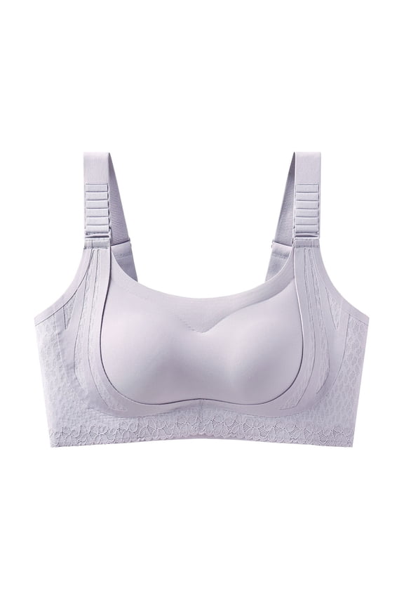 Women's Lift Bust Shaping Bras Comfort Soft Support Push up One-Piece Fixed Bras Plus Size Full Coverage Seamless Wire-Free Everyday Bralettes for Yoga Workout Wear Purple L