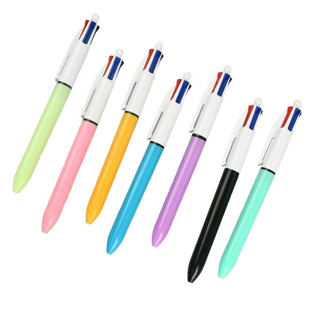Peiiwdc 7Pcs Multicolored Pen 4-Color-in-1 Pen Retractable Ballpoint Pen, 1.0mm, Green, Blue,