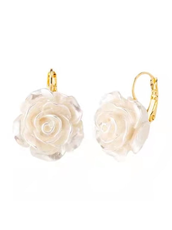 White Flower Dangle Earrings for Women Elegant Drop Earring Party Jewelry Earring