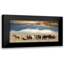 Peinado, Chechi 14x9 Black Modern Framed Museum Art Print Titled - Horses