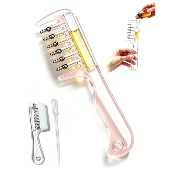 Peine Aplicador de Aceite para el Cabello, Refillable Scalp Liquid Applicator Comb with Roller Ball, Leak-Proof Oil Comb for Hair Serum & Roots