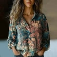 thumbnail image 1 of Peione Button Down Shirts for Women Dressy Retro Printed Long Sleeve Blouse Business Casual Work Tops, 1 of 6