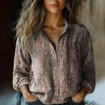 thumbnail image 1 of Peione Button Down Shirts for Women Dressy Retro Printed Long Sleeve Blouse Business Casual Work Tops, 1 of 5