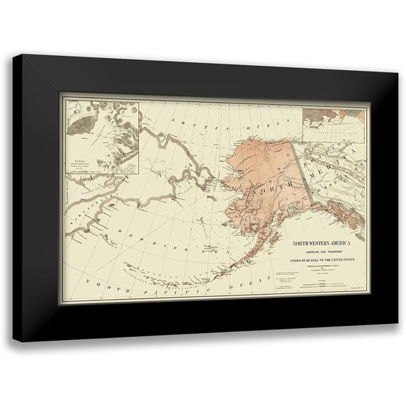 Peirce 14x10 Black Modern Framed Museum Art Print Titled - Alaska, American Northwest - Peirce 1867