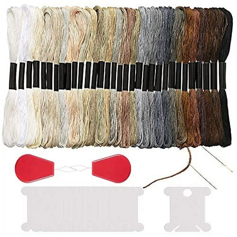 Peirich 32 Skeins Black to White Gradient Grey Brown Embroidery Floss Cross  Stitch Threads Friendship Bracelets Floss with 12 Floss Bobbins 2 Embroidery  Needles and Needle Threader