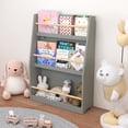 thumbnail image 1 of Peispie 3 Tier Kids Book Shelf, Wooden Kids Book Rack for Reading Corner, Display Bookcase & Storage Organizer for Toddlers, Nursery, Playroom, Bedroom, Grey, 1 of 6